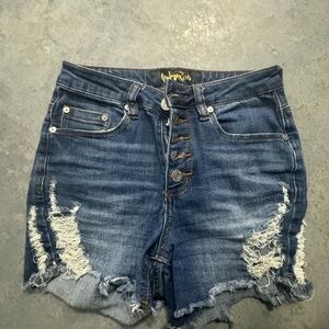 Indigo Rein Blue Distressed Jean Shorts